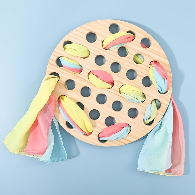 Montessori Lacing Silk Boards Natural Loose Parts Play Materials for Kids Weaving Board Toddler Wooden Lacing Toys Open Ended Play