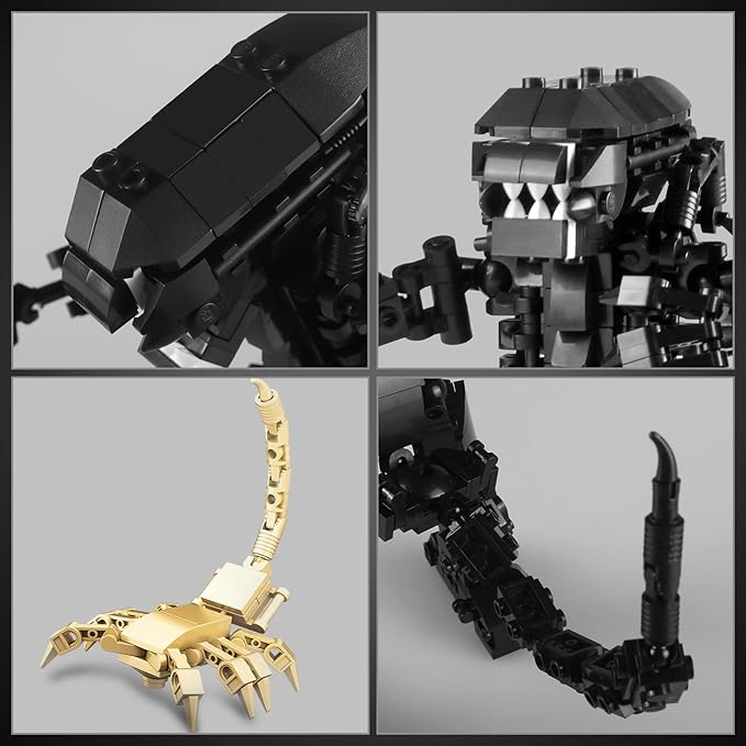 HIGH GODO Xenomorph Building Sets for Adult,442 Pieces Horror Action Figure Toy with Little Facehugger,Gifts for Boys Aged 8-14, Perfect for Birthdays, Christmases, Halloweens