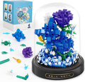 QLT QIAOLETONG Flower Bouquet Building Set, 630 PCS Blue Rose Mini Building Blocks Kit for Adults, Flowers Botanical Collection for Home Decor, Mother's Day for Her Mom Women Wife Girlfriend