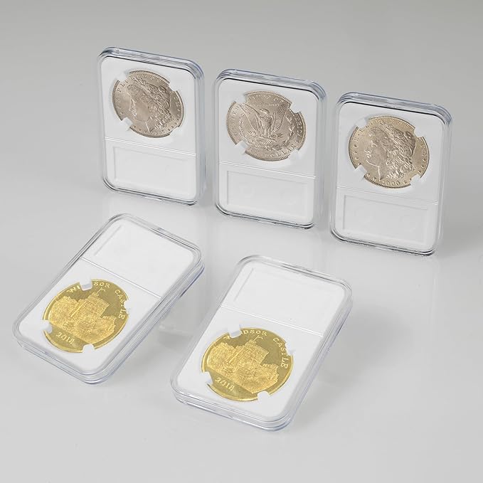 20-Pack Coin Slab Display Holder, Storage Case for Morgan, Peace, IKE Silver 38mm Dollar Coin, Organize Your Coin Collection with Clear Acrylic Cases
