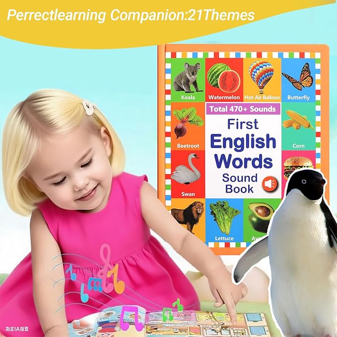 English Words Sound Book for Toddlers 3-6 | 470+ Words & Phonics Learning Toy | Interactive Speak & Spell with Sounds & Pictures | 21 Themes | 2025 Educational Gift