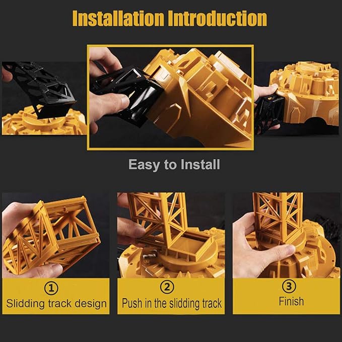 Mini Tudou 50.4 inch Tall 2.4GHz Remote Control Tower Crane,6 Channel Remote Control Construction Crane Toy 680°Rotation Lift Model with Tower Light & Sound for Boys
