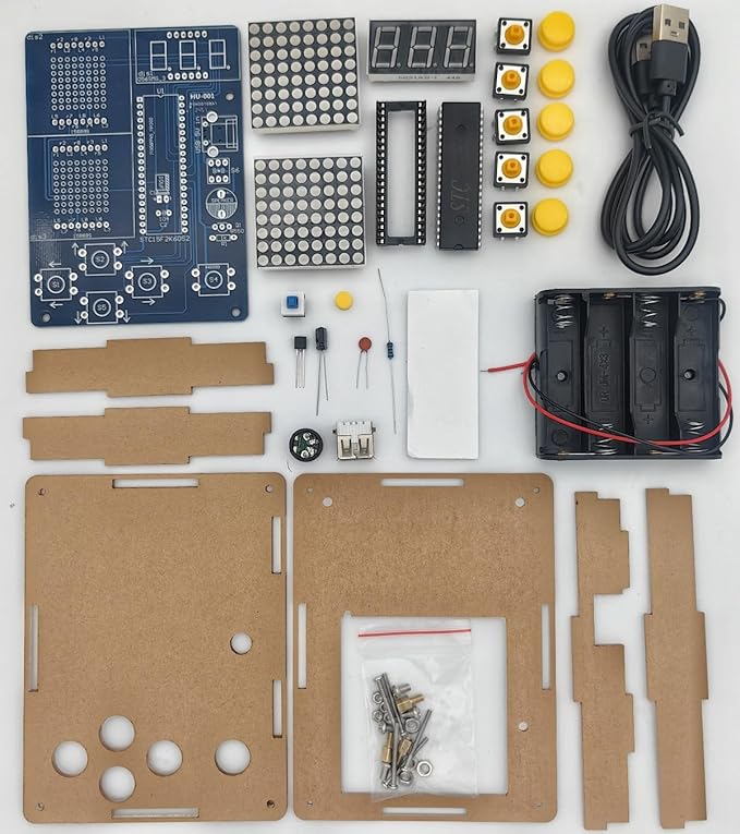 DIY Electronic Game Console Soldering Practice Kit, 4-in-1 Retro Games, LED Matrix Display, Educational Soldering Practice Project