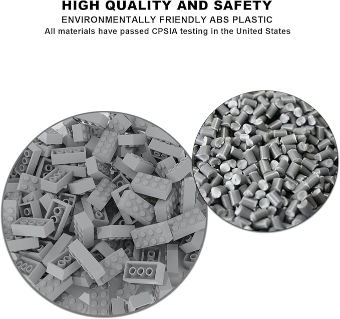500 Piece Light Gray Bricks Bulk, Gray 2x4 Building Bricks Flat, Compatible with Lego Parts and Pieces: 2x4 Light Grey Bricks(Color: Light Gray), A0001