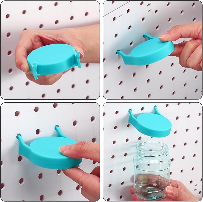 Unittype 20 Set Pegboard Organizer Accessories Peg Boards Jars with Lids Plastic Pegboards Bins Storage Containers Clear Peg Board Wall Organizer for Garage Sewing Office Home Supplies(Turquoise)