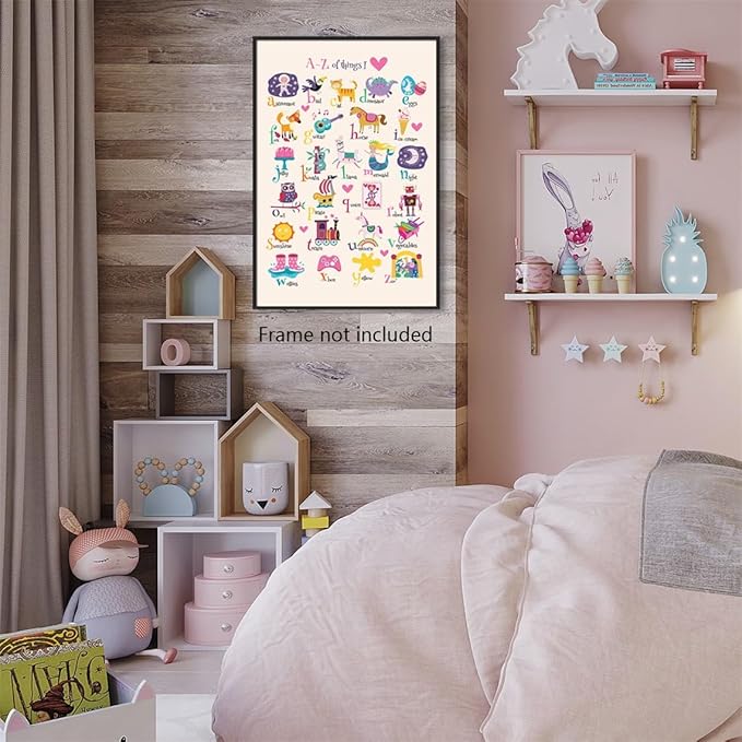Animal Alphabet Poster, Abc Animal Poster for Toddlers, Alphabet Letters for Wall, Educational Learning Posters for Toddlers 1-3, Classroom Must Haves Poster, Baby Nursery Print 24x36in Unframed