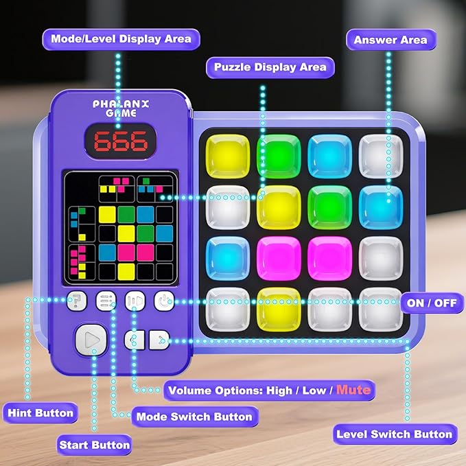 Logic Puzzle & Memory Game for Kids 3+, Tutorial Mode & LED Display – Interactive Brain Development Game for Family Fun & Gifts