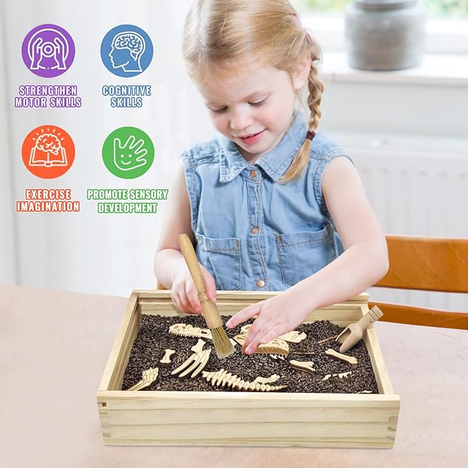 Xylolin Dinosaur Excavation Archaeology Dig Kit for Kids, Fossil Explore Sensory Bin Toys, Dino Skeletons Bones Puzzle Game, Archaeology Science STEM Toys for Boys and Girls (Tyrannosaurus)