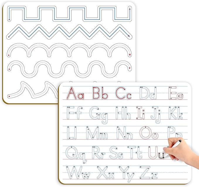Aizweb Handwriting Practice Dry Erase Board,9" x 12" ABC Alphabet Letter Tracing for Kids Ages 3-5 Writing Small Whiteboard,Pre k Toddler Preschool Kindergarten Learning Activities,Homeschool Supplies