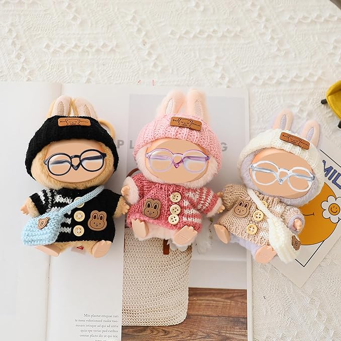 Clothes Set for 15cm/17cm Doll(NO Doll) , Handcrafted Crochet Set Hat & Sweater, Stylish Premium Outfit with Accessories, Cute for Dress up Unique Style