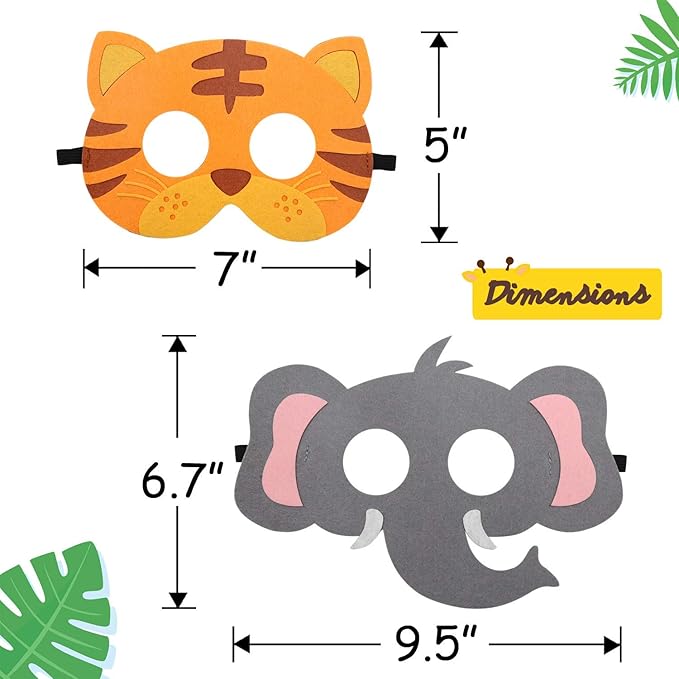 CiyvoLyeen Party Animals Felt Masks Jungle Farm Forest Animals Theme Birthday Party Favors Party Supplies for Boys or Girls