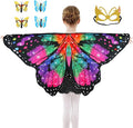 Butterfly Costume for Girls Fairy Wings Kids 4 Pcs(Cape,Skirts,Masks,Hair Clips) Butterfly Wings for Halloween Gifts