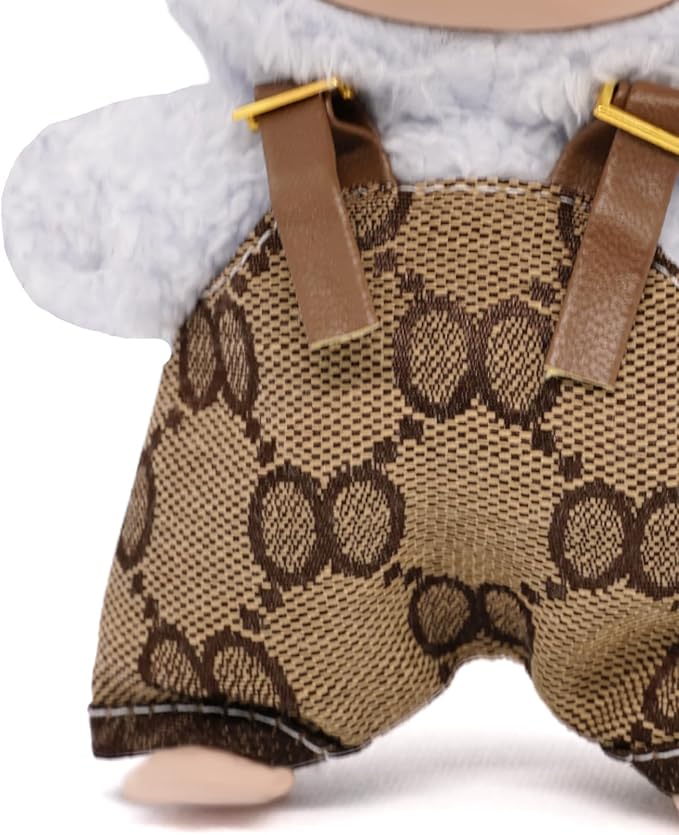 Clothes for 17cm Dolls, Premium Handmade Dolls Accessories with Chic Grid Hat & Clothes 2 Piece Set, High-End Fashion Outfit for Play & Display, No Doll, Brown