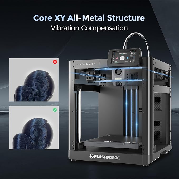 FLASHFORGE Adventurer 5M 3D Printer with Fully Auto Leveling, Max 600mm/s High Speed Printing, 280°C Direct Extruder with 3S Detachable Nozzle, CoreXY All Metal Structure, Print Size 220x220x220mm