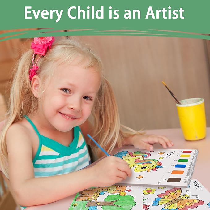 Paint with Water Coloring Books for Toddlers, Animal Theme Mess Free Watercolor Painting Papers for Kids Travel Coloring Kit with 2 Brushes Art Craft Birthday Gift