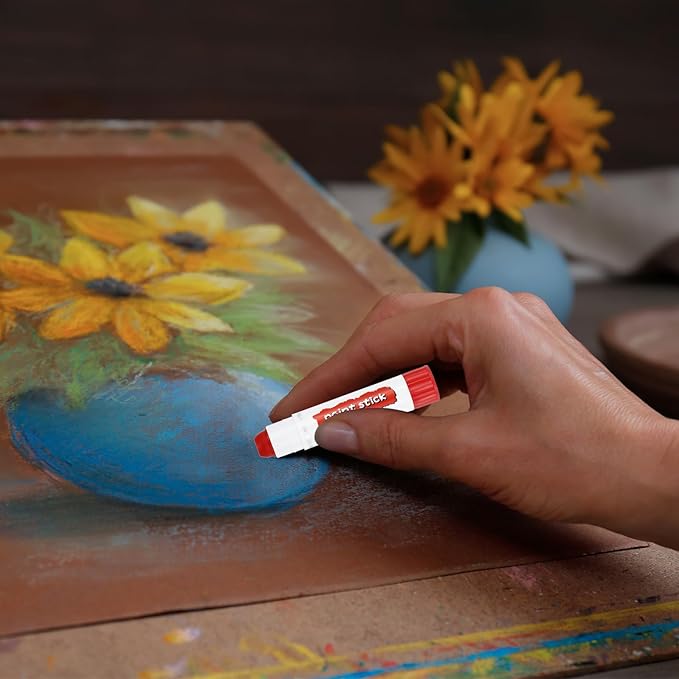 PATIKIL Tempera Paint Sticks, 6 Pcs Solid Tempera Paints Sticks Washable Bulk Markers Pen Quick Drying for Artists Beginners Art Supplies, Yellow Ochre