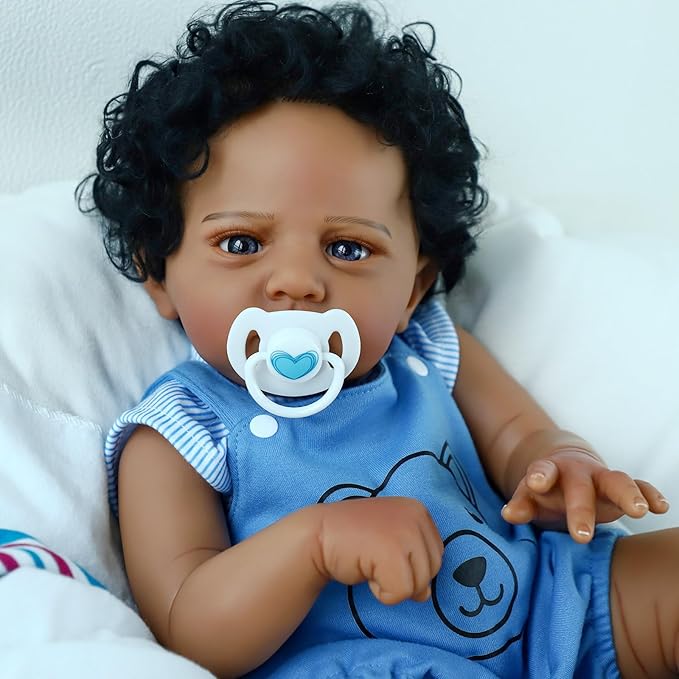 SCOM Reborn Baby Dolls Black Boy - 20 Inch Realistic African American Newborn Boy Doll Lifelike Weighted Soft Body Real Life Baby Dolls Gift for Kids Age 3