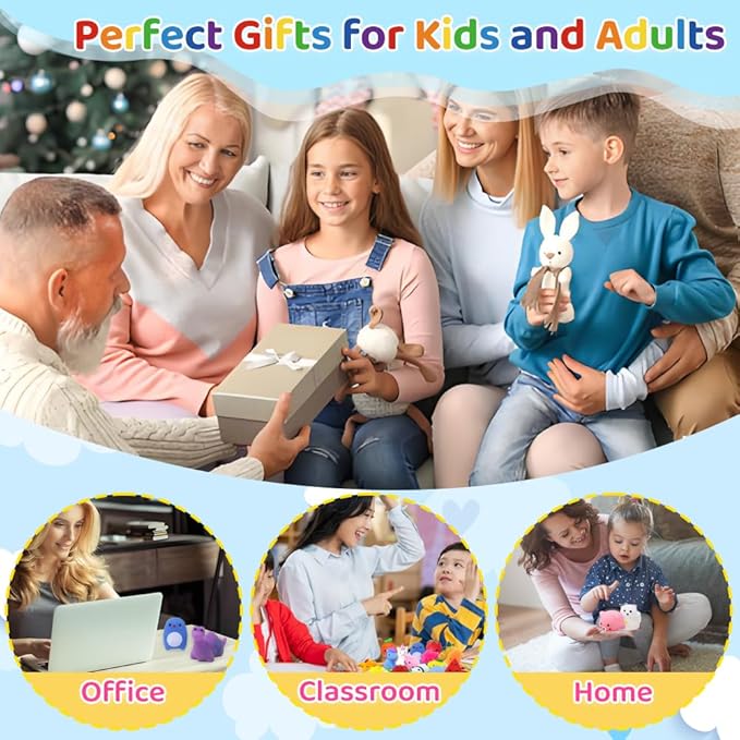 40 Pack Mini Kawaii Animal Squishy Toys, Party Favors for Kids Adults Fidget Toys Stress Relief Treasure Box for Classroom Prizes Bingo Goodie Bags Fillers Birthday Gifts Christmas Stockings