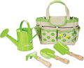 Kids Metal Gardening Tools Set, Childrens Gardening Tool Kit with Canvas Tote Bag and Metal Watering Can, Metal Hand Rake, Trowel and Shovel, FSC Certified Wood