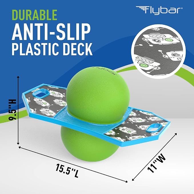 Flybar Pogo Trick Ball for Kids – Balance Bounce Board with Anti-Slip Deck – Pump Included - Indoor & Outdoor Toys for Boys and Girls Fun Way to Reduce Screen Time Supports up to 160 lbs – Ages 6+