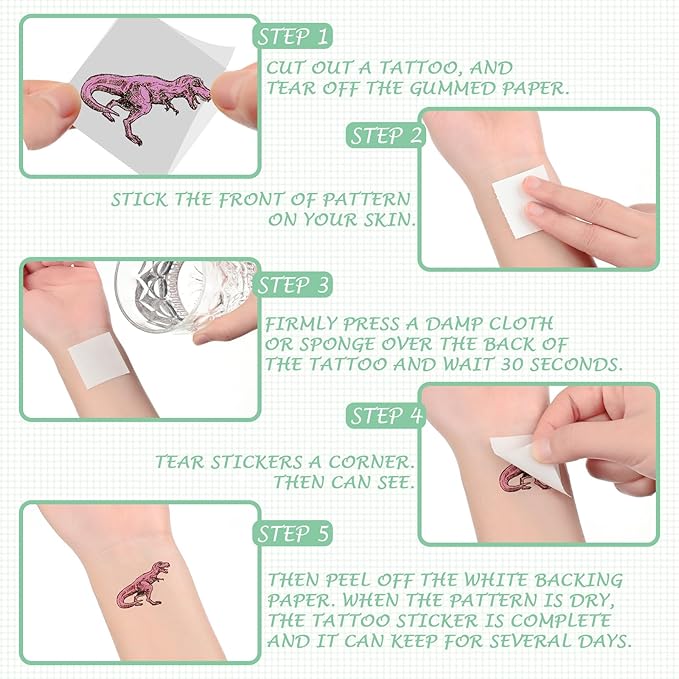 Landhoow 240 Pcs Dinosaur Tattoos Temporary for Kids Glitter Face Tattoos Cool Body Sticker Costume Accessory for Adults Boys Girls Party Favor