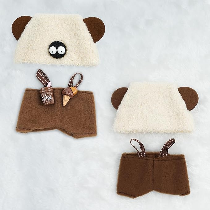 17cm Doll Clothes Set-Adorable Outfits for Dolls-Stylish Accessaries Clothes Dress-Up-Replaceable Clothing Collections, Includes Hat, Top, Skirt(Coffee-Style A)