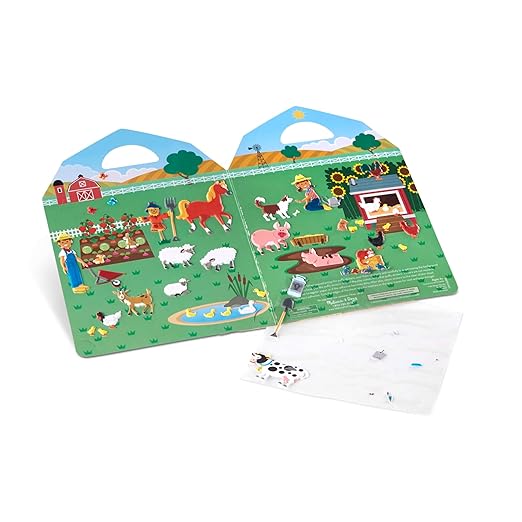 Melissa & Doug Puffy Sticker Play Set – On The Farm, 52 Reusable Stickers with 2 Fold-Out Scenes, Restickable Animal Arts and Crafts Activity Book for Kids Ages 4+ - FSC Certified