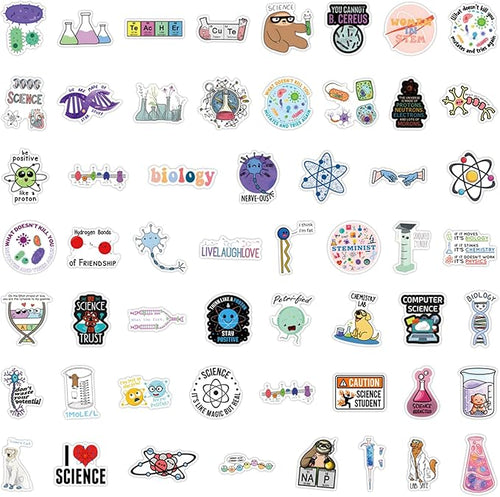 110pcs Science Stickers Pack, Chemistry, Biology, Physics, Science Classroom Decor for School Teacher Student Laboratory Sticker Decals for Laptop Water Bottle Notebook Science Party Favors and Decor