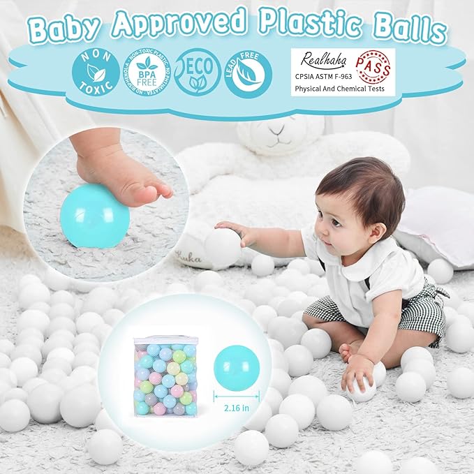 Realhaha Ball Pit Balls 50 100 200 500 Play Balls Plastic Balls for Baby Girls Toddlers Kids Play Tent Pool Playhouse Playpen Party Decoration