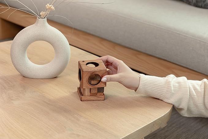 SOMA Cube Game: Wooden Puzzle for Adults Handmade 3D Brain Teaser Cube Brain Teaser Puzzle STEM Skill Builder Interlocking Game. Handmade Desk Accent for Offices