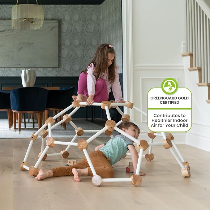 Little Partners Indoor Climbing Gym Active Play Equipment, Solid Wood Montessori Space Dome Climber for Toddlers 2-6 Years, Maximum 100 lb. Capacity, Medium