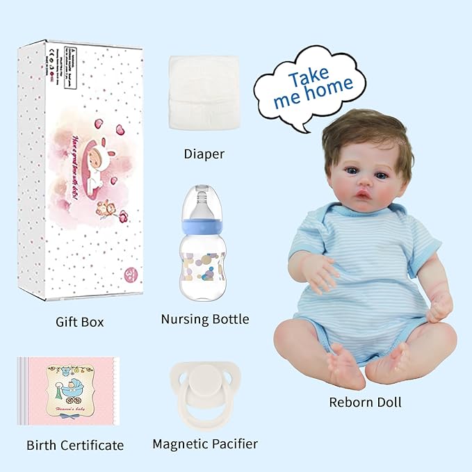 SCOM Reborn Baby Dolls Boy Meadow- 18 Inch Realistic Newborn Soft Weighted Cloth Body Adorable Poseable Real Life Doll with Accessories for 3+ Year Old Gifts, Pretend Play, Collection