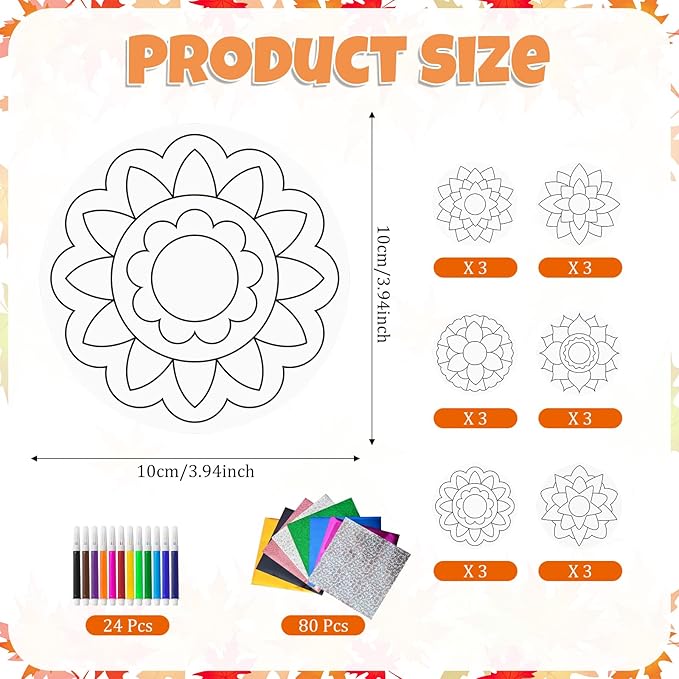 Cinrobiye 24 Pcs Happy Diwali Craft Kits Diwali Party Favors Ramadan Foil Art Mandala Coloring Craft Festival of Lights Deepavali Paint Craft for Indian Temple Sunday Classroom Activity Supplies