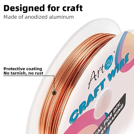 Art3d 18 Guage 120 FT Craft Wire for Jewelry Making, Beading, Sculpting, Gardening, DIY Project, Ornaments, 1 Roll - Copper