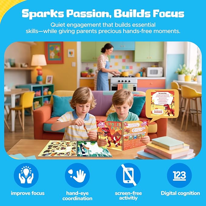 2PCS Paint by Number Sticker Book Travel Activities for Kids Ages 4-10, Road Trip and Airplane Toys for Long Car Rides, Birthday Present, Preschool Classroom Party Gifts