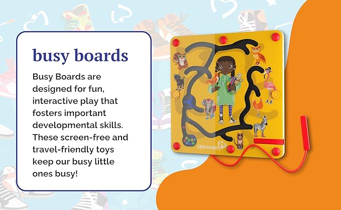Upbounders® Montessori Wooden Busy Board Magnetic Maze Toy for Toddlers 18+ Months (Feeding Time Magnetic Busy Board)