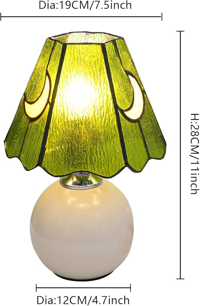 Mushroom Lamp Tiffany Stained Glass Moon lamp Cute Small Bedside Table Lamps for Living Room Home Decor,Girls Women Birthday Christmas Thanksgiving Day Gift,Green