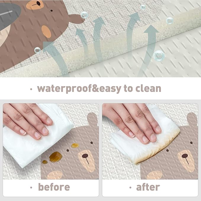 UANLAUO Foldable Baby Play Mat, Extra Large Waterproof Activity Playmats for Babies,Toddlers, Infants, Play & Tummy Time, Foam Baby Mat for Floor with Travel Bag (Triangle(71x59x0.4inch))