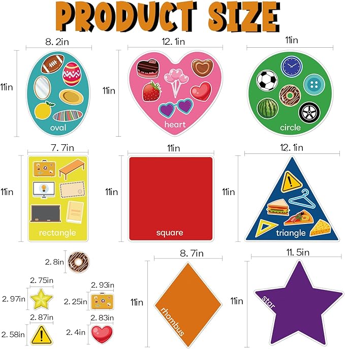BelleAngle Shape Sorters for Toddlers, Shape Puzzle and Matching Games Set for Kids Learning Sorting Toys with 8 Sorting Mats and 48 Everyday Objects for Preschool Classroom Must Haves Decor