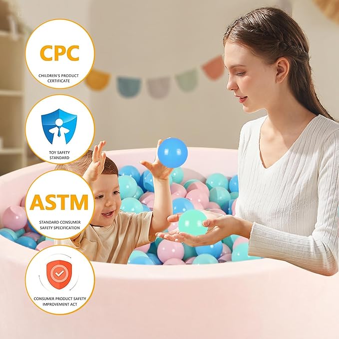 Ball Pit Balls Pack of 100 200 500 - Star and Round Set BPA Free Phthalate Free Non-Toxic Crush Proof Play Balls Soft Plastic Balls for Toddlers Baby Kids Birthday Pool Tent Party