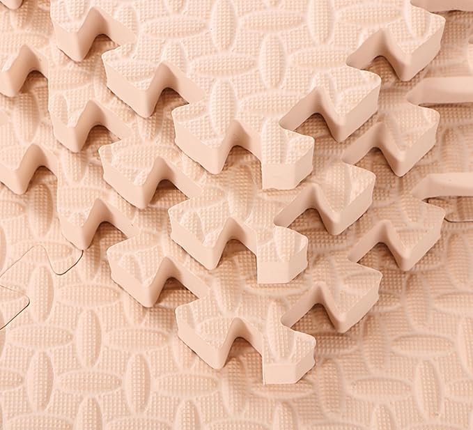 20 Tiles 12x12x1 Inch EVA Thick Interlocking Foam Floor Tiles Puzzle Exercise Mat Play Foam Mats for Boys Girls Baby Pets Home Classroom Nursery Gym(Beige)
