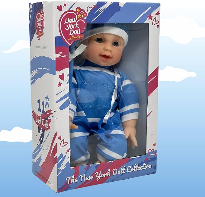 The New York Doll Collection 11 inch Soft Body Baby Doll in Gift Box - 11" Baby Doll Toy for Kids, Boys, Girls and Toddlers - Baby Doll Pacifier Accessory Included