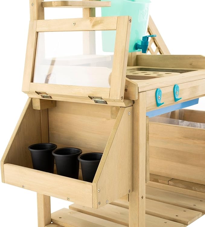 TP Toys, Deluxe Kids Potting Bench | Backyard Playset with Outdoor Activity Table and Built-in Play Accessories | FSC® Certified Wood | Pretend Play or Working Kids Garden Center.