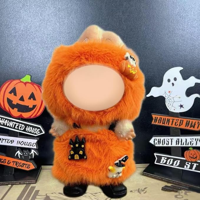 Halloween Doll Clothes for Labubu, Dolls Outfit Set for 17cm (6-6.7 inch) Dolls - Dress Up Set for Labubu Costumes & Accessories | Gift for Any Occasions | Doll Not Included (Pumpkin Suit)