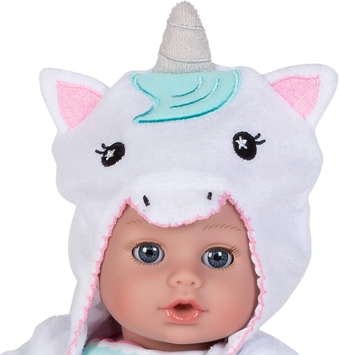 Adora Bath Time Babies 13 Inch Baby Doll, Fresh Powder Scent, QuickDri Vinyl Body, Includes Clothes Set, Gift for Toddlers Ages 1 Year and Up - Unicorn
