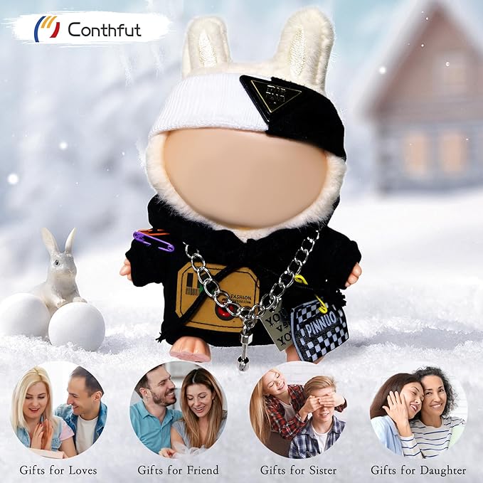 Hoodie Doll Clothes,17cm/15cm Dolls Outfit Set,Accessories for Doll,Stylish Clothes Set Dress Up (No Doll) (Black Hoodie)