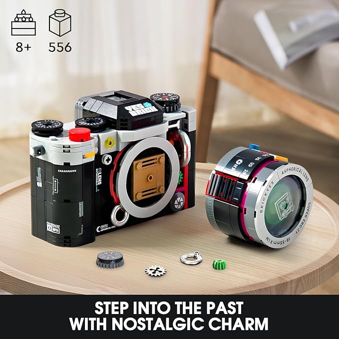 Retro Camera Building Set for Adults, Vintage Camera Model Kit, Creative Gifts for Teens Boys Girls 8+ Photography Fans and Vintage Collectors (556 pcs)