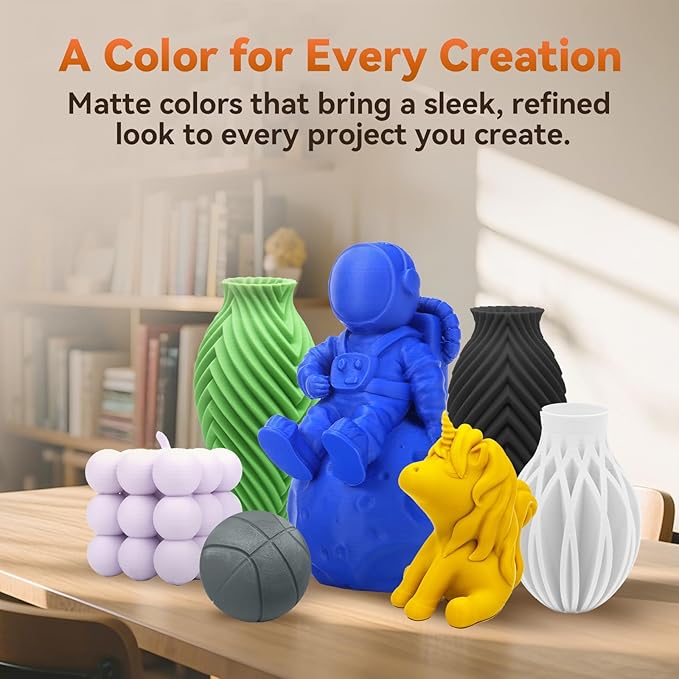 FLASHFORGE PLA Filament 1.75mm +/- 0.02mm, Matte Grey 3D Printer Filament 1kg (2.2lbs) Spool, Excellent Printing Performance, Easy to Use for Most FDM 3D Printers