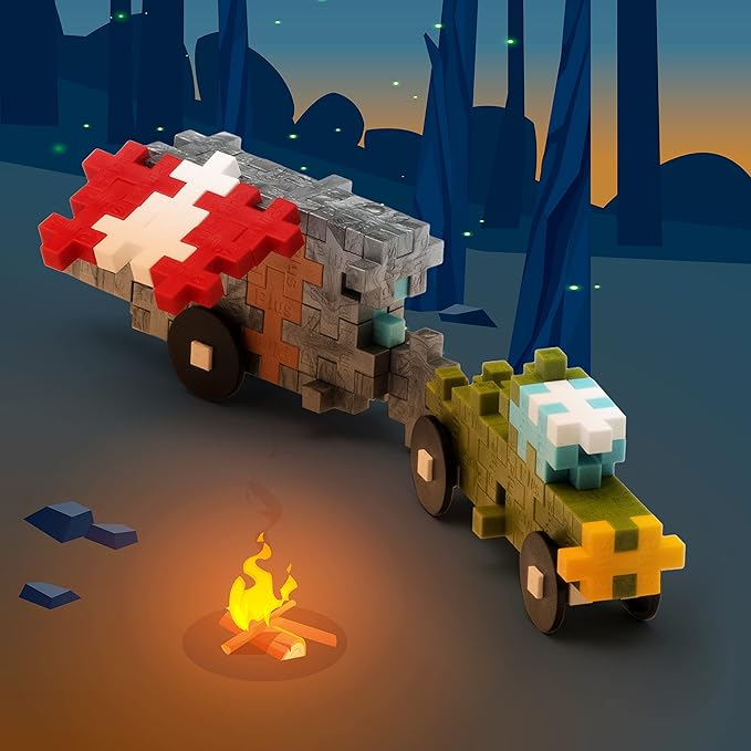 Plus Plus Vehicle Building Block Kit, 3D Puzzle Stem Toy for Kids, 70 Interlocking Pieces - Trailer Mini Maker Tube
