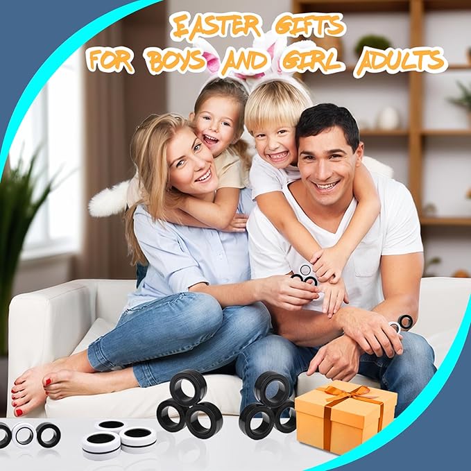 Cevioce 3 PCS Magnetic Ring Fidget Toys Set,ADHD Anxiety Magnetic Finger Spinner Pack for Teens Adults and Kids,Coolest Magnet Stress Relief Toy Birthdays Gifts for 8+ Year Old Boys Girls Present